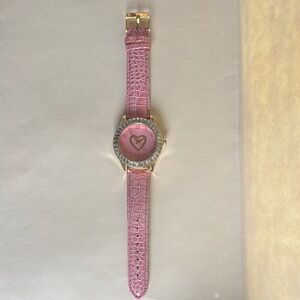 PINK Vegan Croc Band Embellished Face Wrist Watch NWOT
